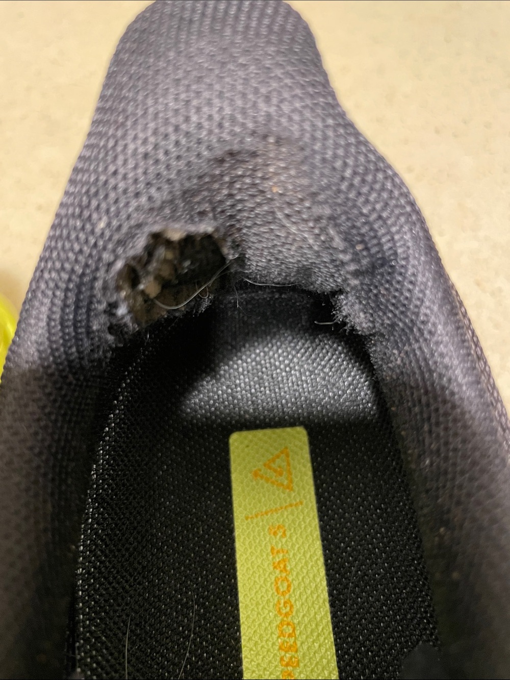 Hoka Black, purple, yellow Running Shoes. One insole missing. - Picture 4 of 6